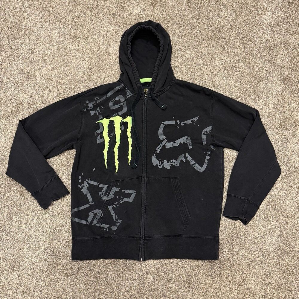 VTG Y2K Fox Racing Monster Energy Collaboration Ricky Carmichael Zip Hoodie XL